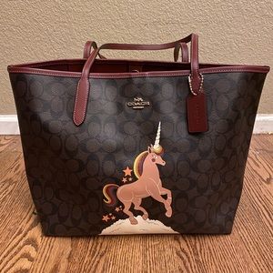 COACH NWT City Tote In Signature Canvas W/ Unicorn